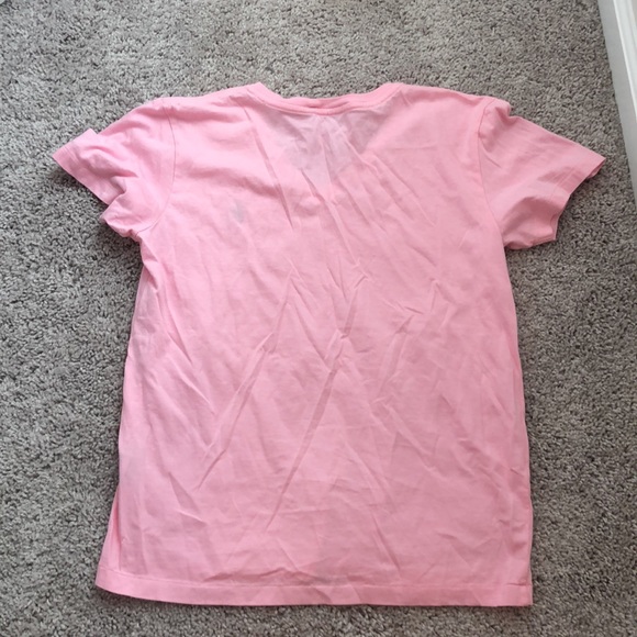 Pink polo v neck shirt with blue logo - Picture 3 of 3